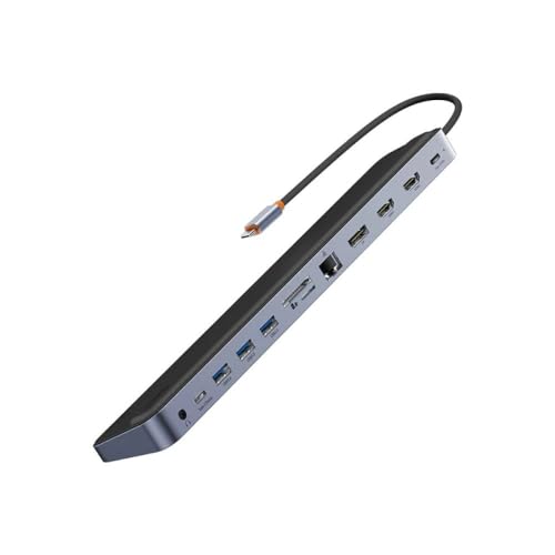 Baseus HUB EliteJoy 12-in-1 Gen2 (Type-C to HDMI1 4K 60Hz / HDMI2 4K 60Hz/ 3X USB3.0 / Type-C PD 100W/ DP 4K 60Hz / VGA/SD/TF / RJ45 / Type-C Data/Jack 3.5mm), Gray (WKSX030213)