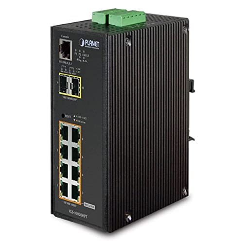 PLANET IGS-10020HPT Industrial Railmount Gigabit Managed Switch 8x RJ-45 2x SFP 270W PoE+