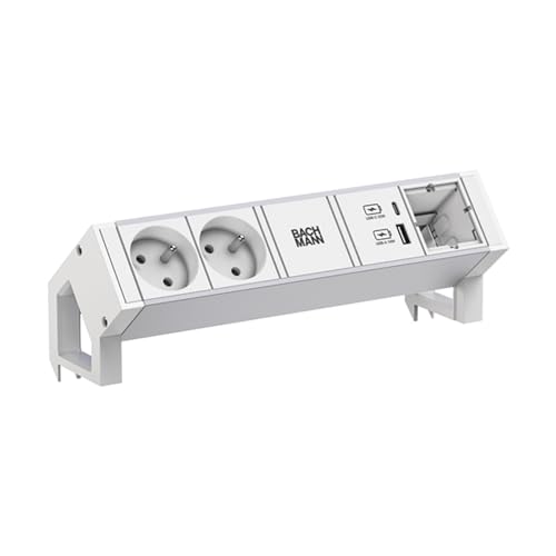 BACHMANN DESK2 ALU White 2xUTE 1xCM 1xUSB A/C 22W 0,2m GST18