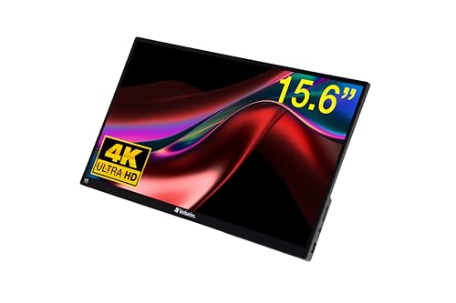 Verbatim Portable Touchscreen Monitor 4K, mobiler 15,6" Bildschirm, tragbarer HRD Screen für Laptop, Tablet, Smartphone, PS5 oder Nintendo Switch mit USB-C- und HDMI-Anschluss, schwarz