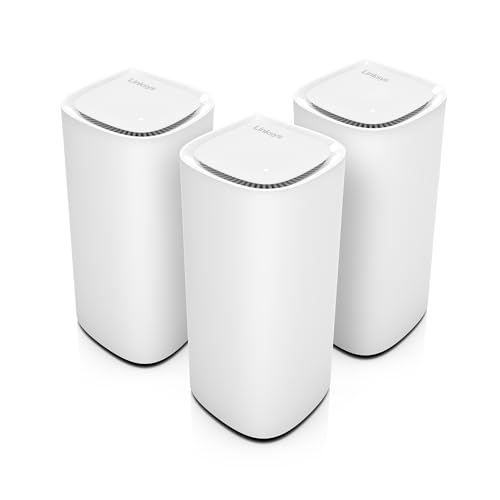 Linksys Velop Pro 7 Mesh WiFi 7 System MBE7003 – Cognitive Mesh-System mit Tri-Band und mehr als 10 Gbit/s – Mesh-Abdeckung von bis zu 825 m² – Anbindung von 600 Geräten – 3er-Pack