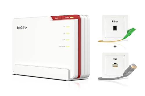 FRITZ!Box 5690 Pro (Wi-Fi 7 Premium DSL- und Glasfaser-Router mit Triband (2,4 GHz, 5 GHz, 6 GHz) bis zu 18,5 GBit/s, für Glasfaser & DSL-Anschlüsse, WLAN Mesh, DECT-Basis, deutschsprachige Version)