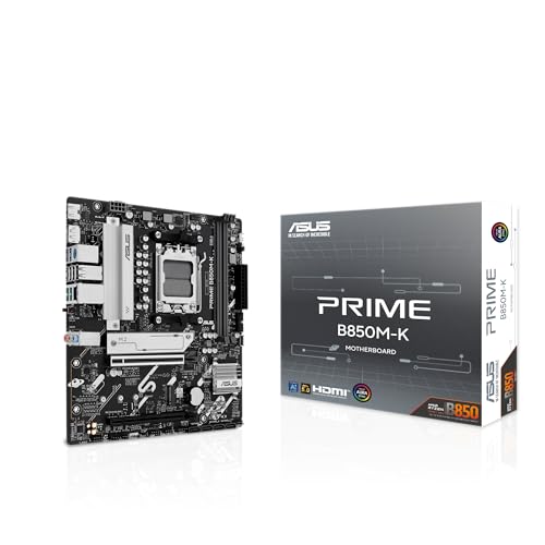 ASUS Prime B850M-K Gaming Mainboard Sockel AMD AM5 (Ryzen 9000, DDR5 Speicher, 2X M.2, PCIe 5.0, BIOS Flashback, Aura Sync)