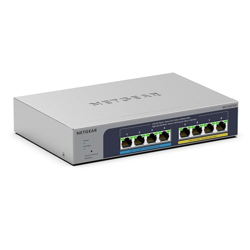 NETGEAR 8-Port Ultra60 PoE Multi-Gigabit Ethernet Plus Smart Switch (MS108TUP): Managed, mit 4 PoE++ und 4 PoE+ bei 230 W, optionales Insight Cloud Management, Desktop- oder Wandbefestigung