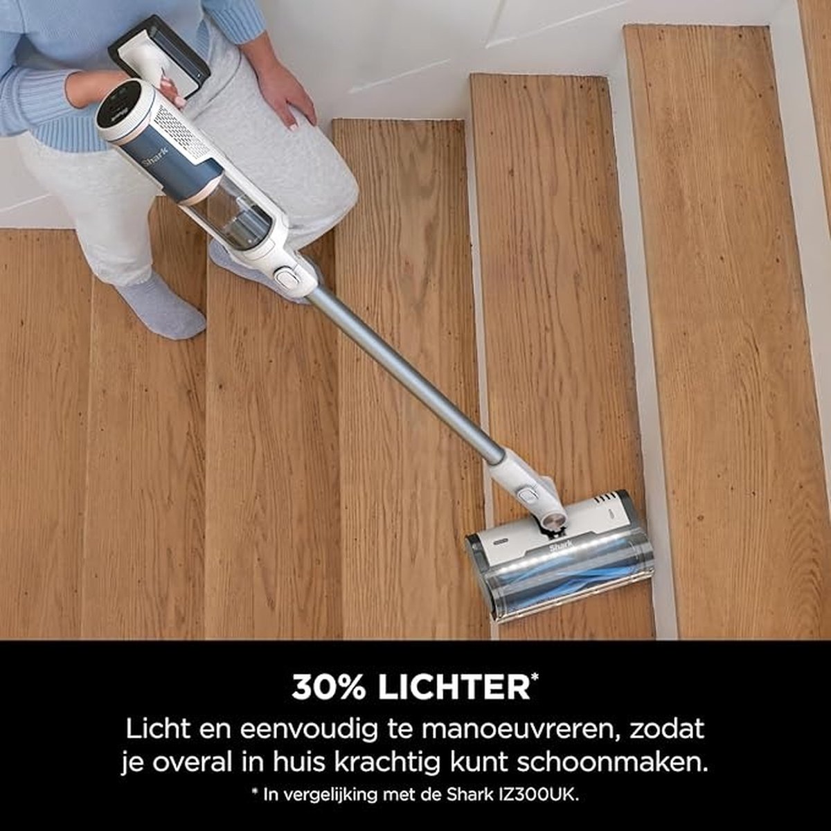 Shark BU3521EU weiß | Akkustaubsauger | Ladestation mit automatischer Entleerung | waschbare Filter | Fassungsvermögen 0,42 L | 40 min Laufzeit