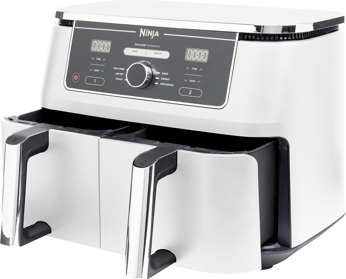 Ninja AF400EUWH Foodi Max Dual Zone weiß | Heißluftfritteuse | 2470 Watt | 9,5 Liter Fassungsvermögen | Touch Steuerung | Voreingestellte Programme