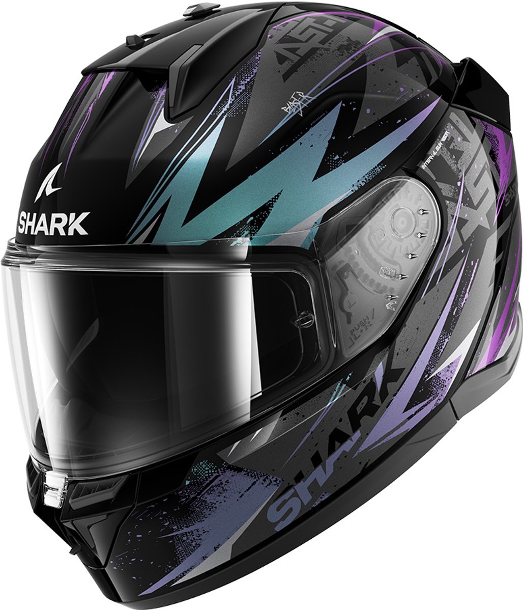 SHARK D-Skwal 3 Blast-R, Full-face helmet, Black-Green-Glitter KGX