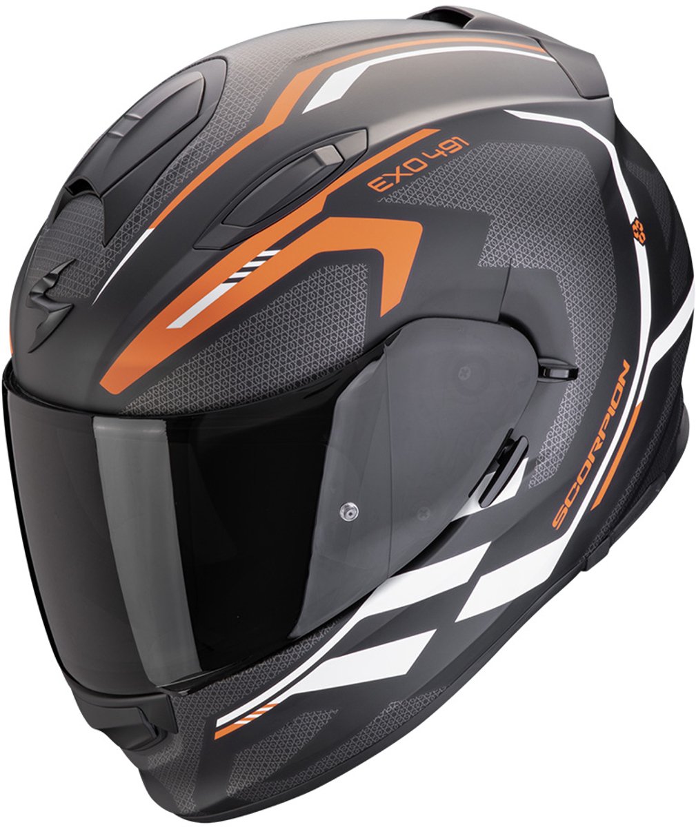 SCORPION EXO-491 Kripta Matt, Full-face helmet, Black-Orange-White