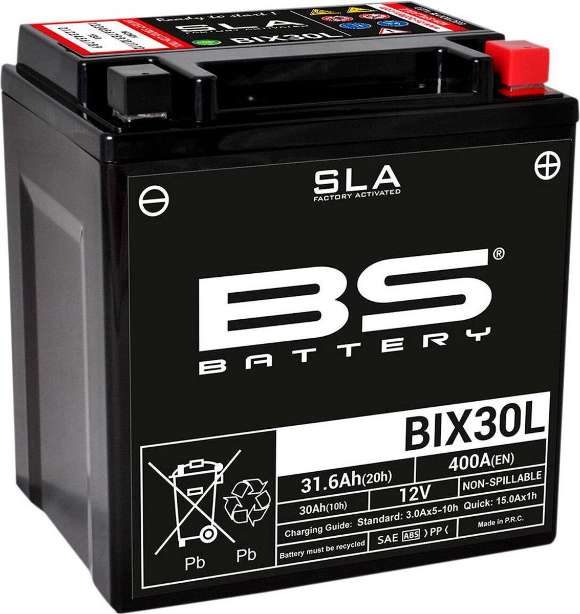 BS BATTERY Sealed battery maintenance free, Batteries for motorcycle & scooter, BIX30L SLA