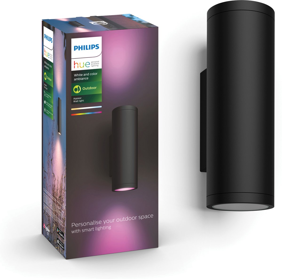 Hue Appear Wandleuchte weißes und farbiges Licht Beleuchtung