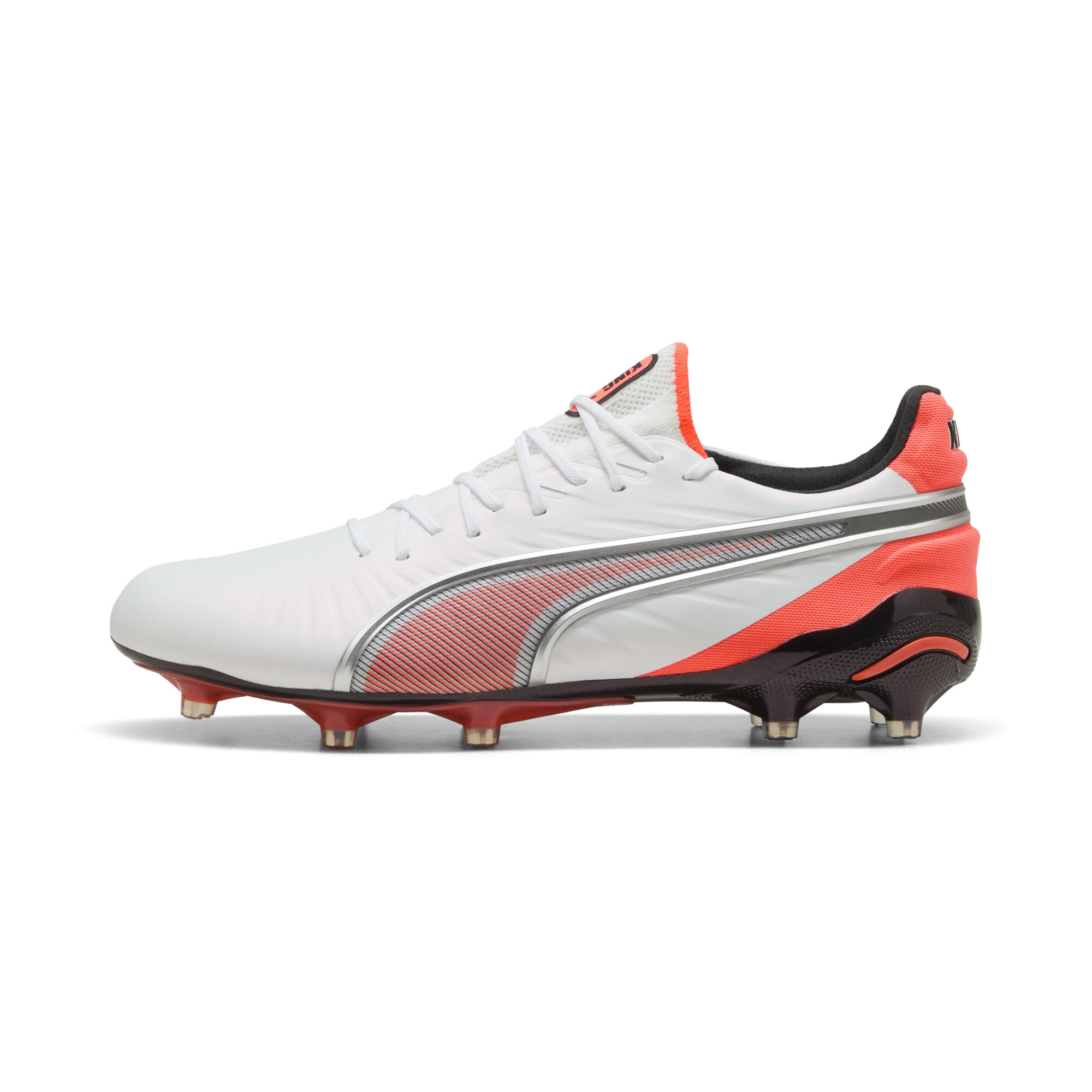 PUMA KING ULTIMATE FG/AG Fußballschuhe Unisex, Schuhe, Weiß/Silver/Glowing Rot, 41