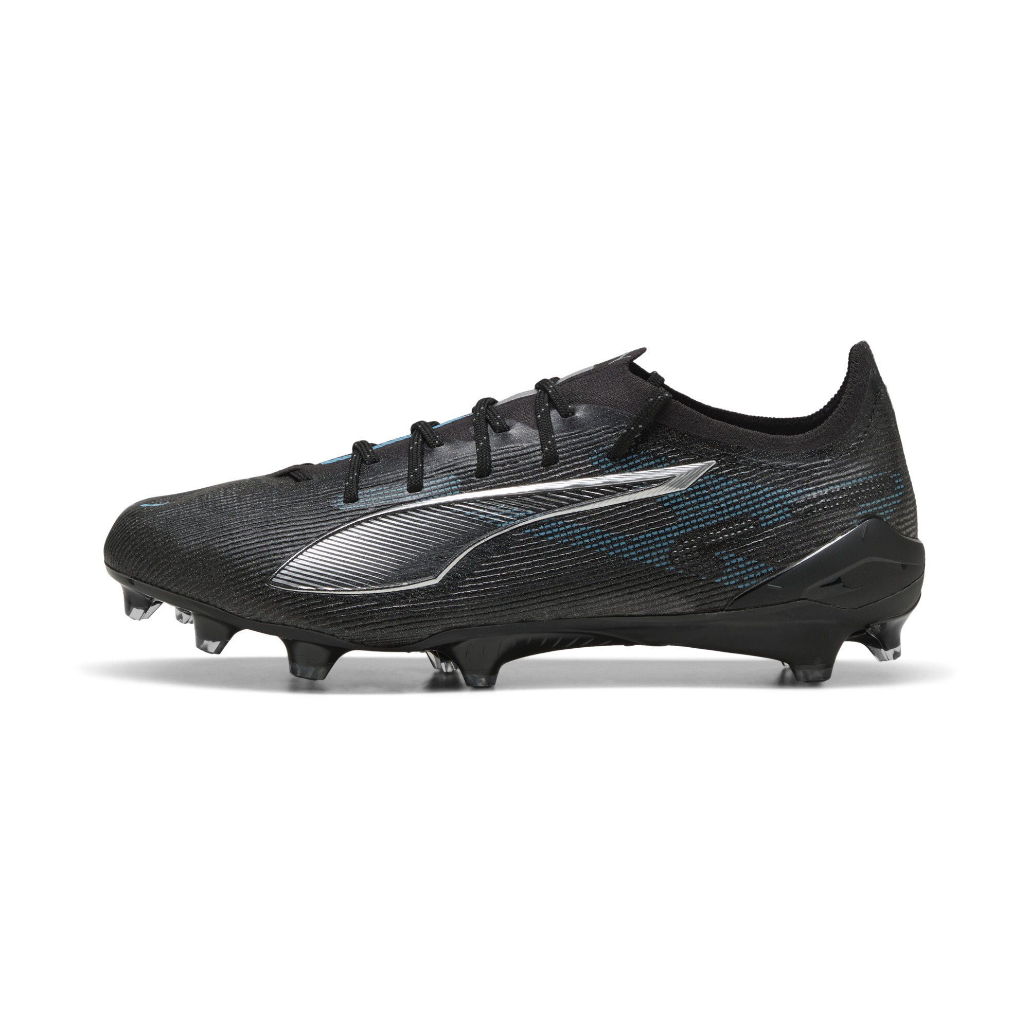 PUMA ULTRA 5 ULTIMATE FG Fußballschuhe Unisex, Schuhe, Schwarz/Silver/Bright Aqua, 40.5