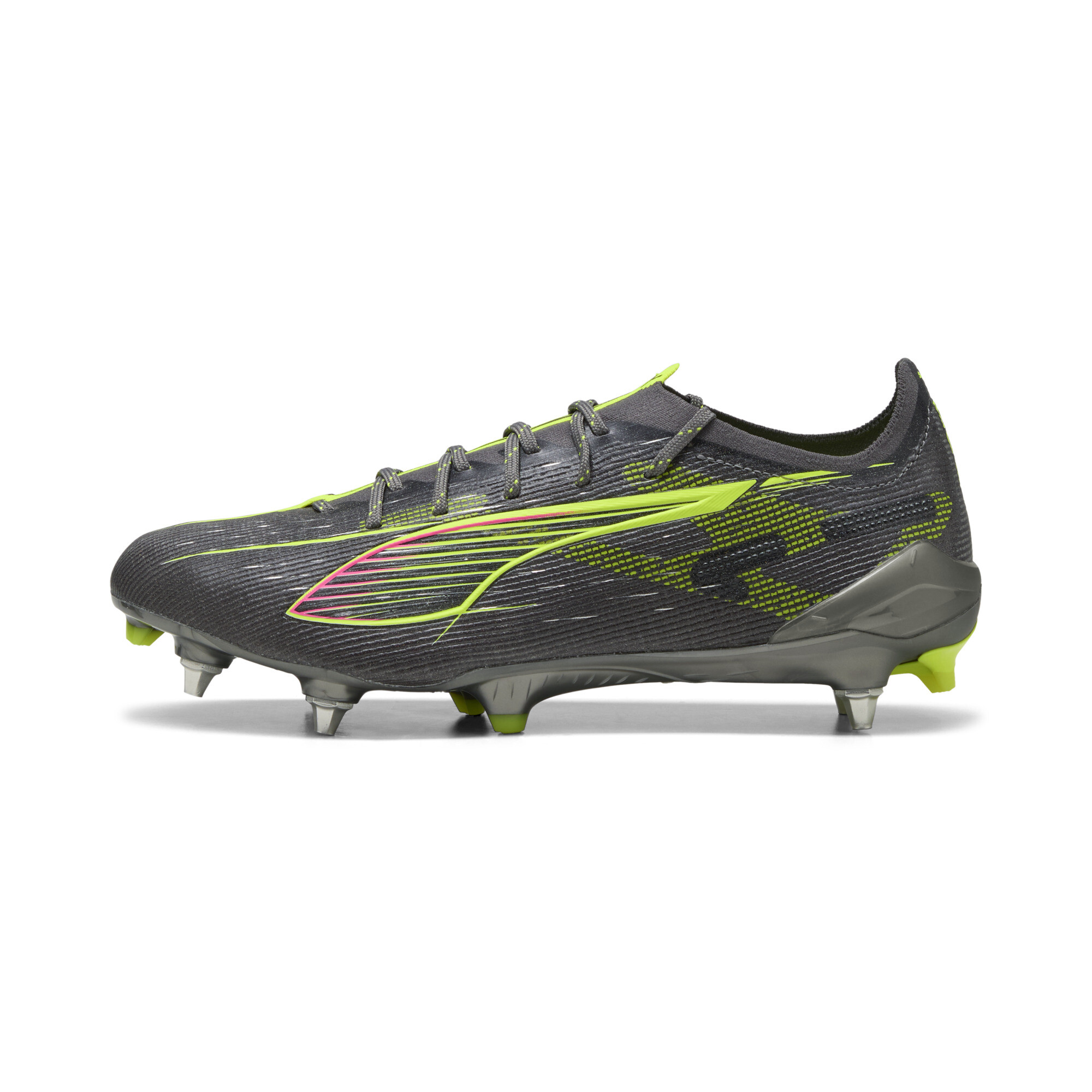 PUMA ULTRA 5 ULTIMATE MxSG Fußballschuhe Unisex, Schuhe, Matte Aged Silver/Gelb Alert/Sun Struck, 42.5