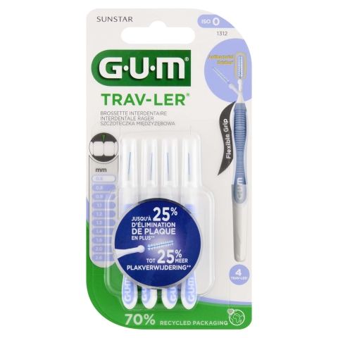 Sunstar GUM, Trav-Ler Interdentalbürsten 0,6 mm 1312, 4 Stück