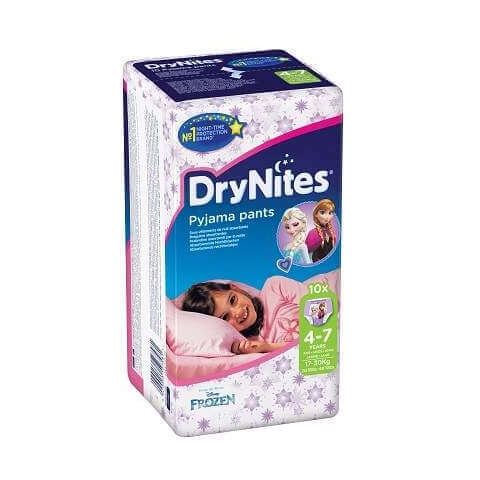DryNites Mädchen Windeln, 4-7 Jahre, 17-30 kg, 10 Stück, Huggies