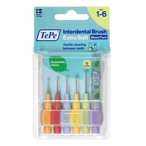 TePe Extra Soft Interdentalbürsten Starterset, 6 Stück