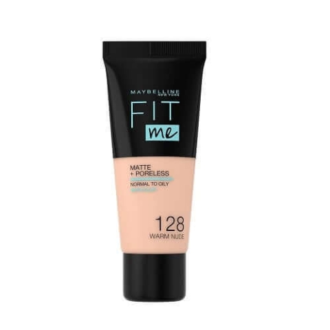Grundierung, Maybelline, FIt Me Matte Poreless, 128 Warm Nude, 30 ml