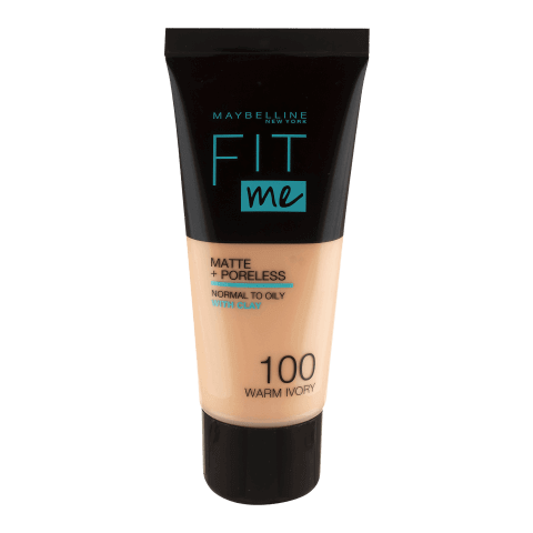 Maybelline New York Fit Me Matte & Poreless Foundation 100 Warm Ivory, 30 ml