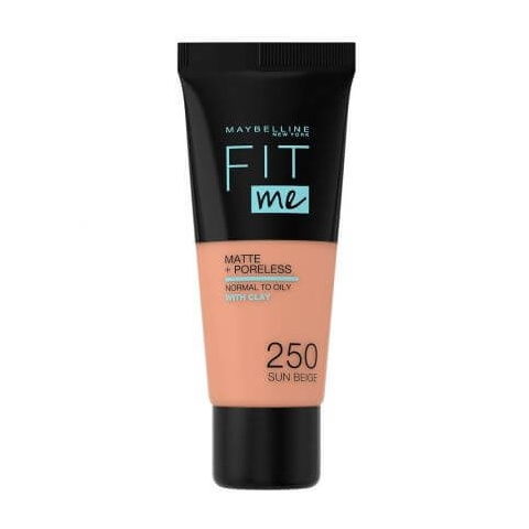 Fit Me Matte Foundation, 250 Sun Beige, 30 ml, Maybelline