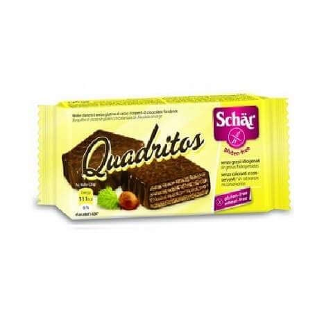Kakaowaffeln umhüllt von Quadritos Zartbitterschokolade, 40 g, Dr. Schar