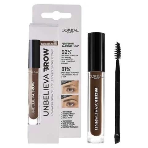 L'oréal Unbelieva Brow Longwear Brow Gel - 108 Dark Brunette 3 ml