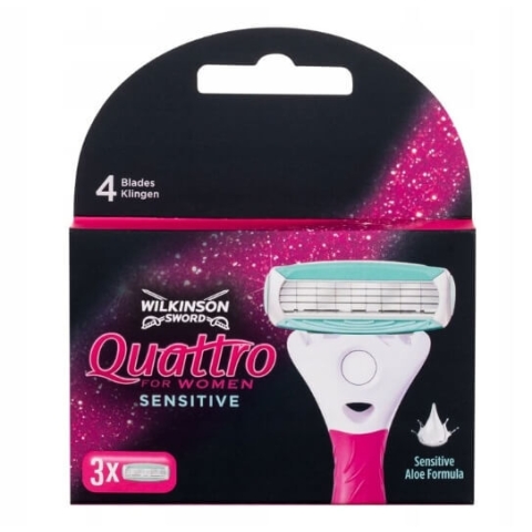 Wilkinson Sword Quattro for Women Sensitive, Ersatz-Rasierklingen für Frauen, 3 Stück