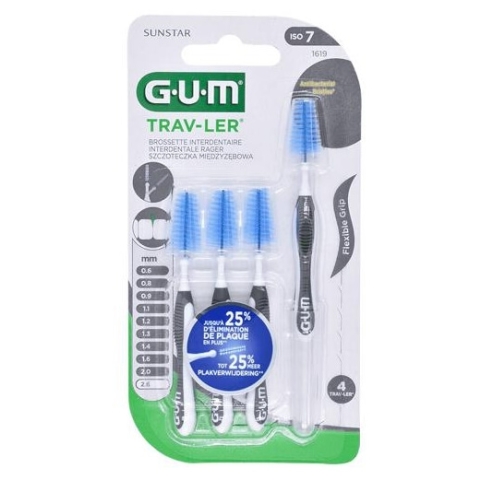 Sunstar GUM Trav-Ler 2,6 mm Interdentalbürste, grau, 4 Stück