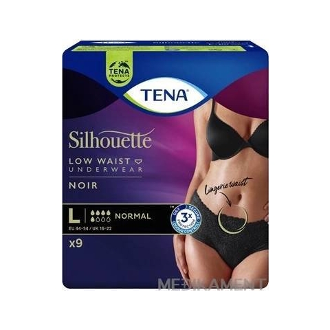 TENA SILHOUETTE NORMAL NORMAL BLACK L 9KS 1×9 Stück, Inkontinenz-Unterwäsche