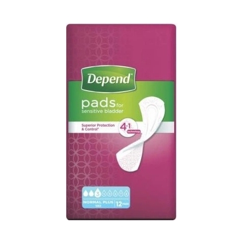 DEPEND NORMAL PLUS 1×12 Stück, Inkontinenzeinlagen 10×28 cm