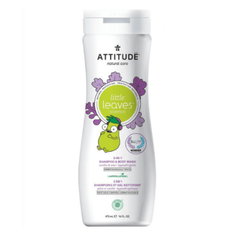 Little Leaves 2 in 1 Vanille und Birne Shampoo und Duschgel, 473 ml, Attitude