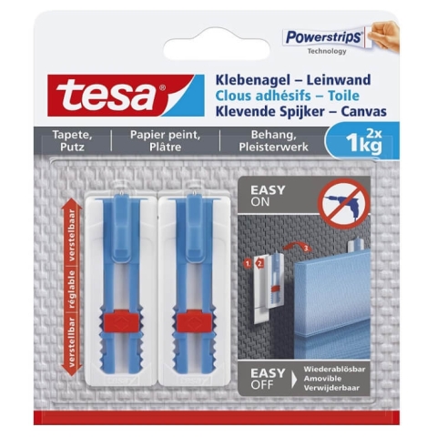 Tesa Power-Strips, Klebenetz für Tapeten und Putz 1 kg, 2 Stück