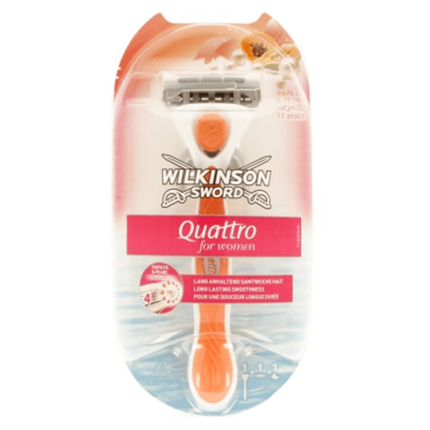 Wilkinson Sword for Women - Quattro papaya & pearl 1 skraber + 1 blad