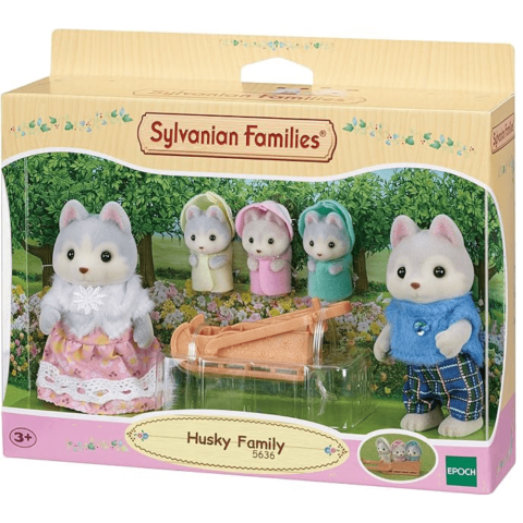 4er-Set Figuren Husky Husky Welpen Familie Sylvanian Families, +3 Jahre, Epoche