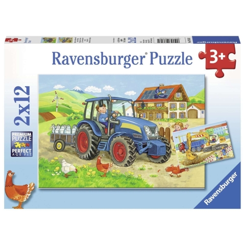 Baustellen- und Bauernhofpuzzle, 2x12 Teile, Ravensburger
