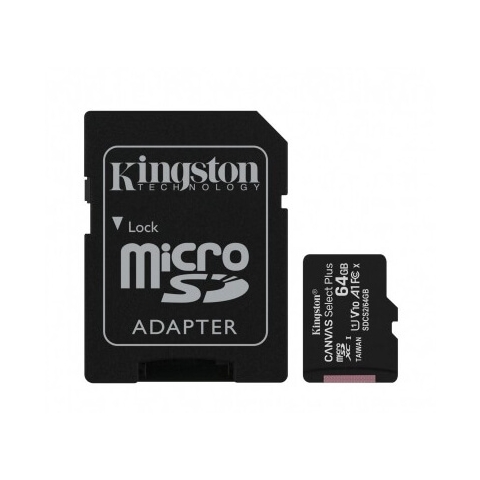 Kingston MicroSD-Speicherkarte 64GB Canvas Select Plus 100MB/s Adapter