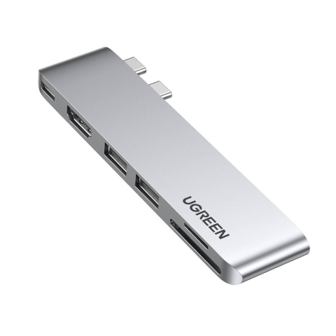 HUB Ugreen CM380 2xUSB C - HDMI/2xUSB 3.0/SDTF/USB C PD - grau