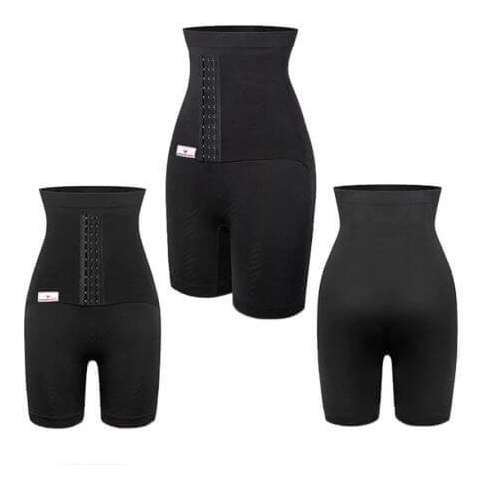 Shaper Strumpfhose mit integriertem postnatalem Bauchgurt, Größe M, Schwarz, Wondermom