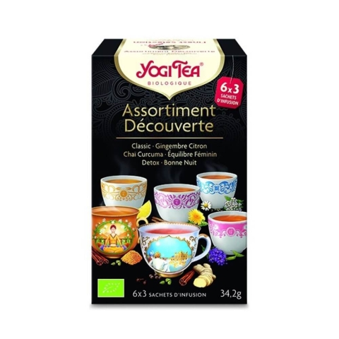 Yogi Tee Sortiment Decouverte Classic + Zitrone Ingwer + Kurkuma Chai + Women's Balance + Detox + Night