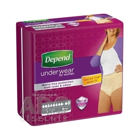 DEPEND MAXIMUM L für Frauen 1×9 Stück, elastische Slips, Hüftumfang 95-130 cm