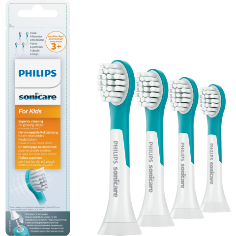 Philips Sonicare Sonicare Kinderzahnbürste HX6034/33 Schallzahnbürstenkopf in kompakter Größe für Kinder ab 3 Jahren 4 Stück
