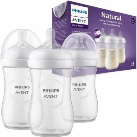 Philips AVENT Natural Response Trinkflasche 260 ml, 1m+ 3 Stück 1×3 Stück 1×3 Stück, Glas