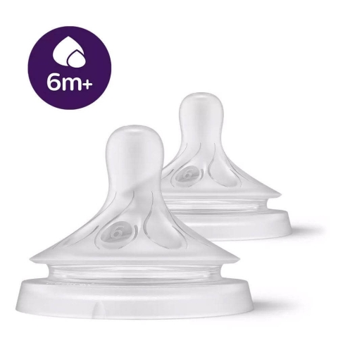 Avent Natural Response Silikonsauger für dichte Flüssigkeiten, Neugeborenenfluss 6 Monate + x2