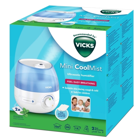 Ultraschall-Luftbefeuchter mit 2 Menthol-Tabletten, Vicks