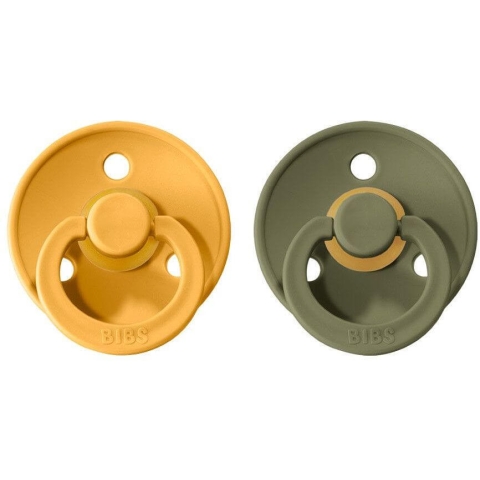 BIBS Colour Naturkautschuk-Schnuller BIBS Colour, Größe 2, Honey Bee/Olive 2 Stück
