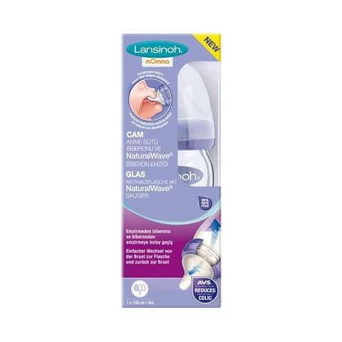Flaschennahrungsflasche mit Silikonsauger, 0 Monate+, 160 ml, Lansinoh Momma