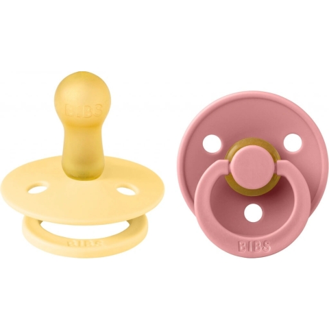 BIBS Colour 2pcs Naturkautschuk BIBS Colour 2pcs - Größe 1, Pale Butter / Dusty Pink 1×2pcs, Schnuller