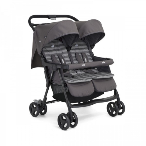 Joie Zwilling Air Twin mit Liegeposition inkl. Regenschutz & Wendesitzauflage Dark Pewter