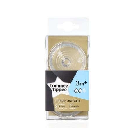 Anti-Kolik-Sauger aus Silikon mit mittlerem Durchfluss, +3 Monate, 2 Stück, Tommee Tippee