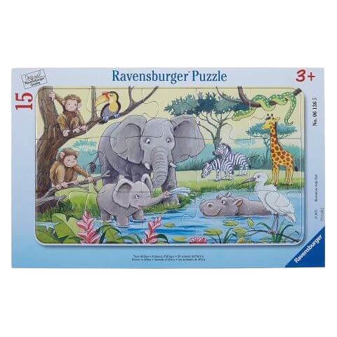 Frame Puzzle Tiere von Afrika, +3 Jahre, 15 Teile, Ravensburger