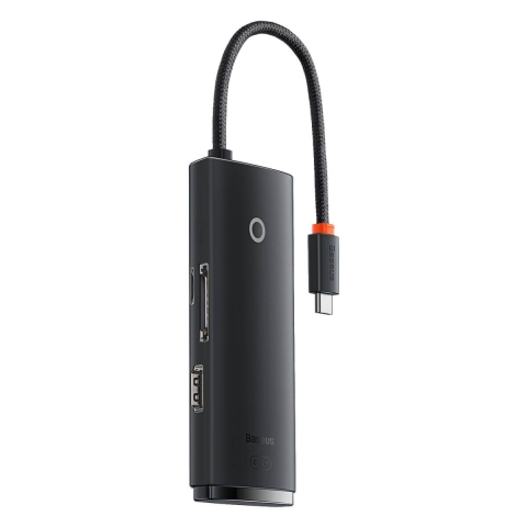Baseus Lite Series multifunktionaler USB Typ C Hub - 2 x USB 3.0 / USB Typ C / HDMI 1.4 / SD/TF OTG schwarz (WKQX050001)
